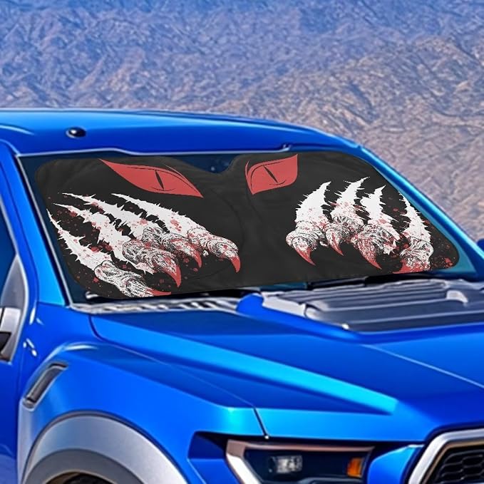 Terrifying Monster Car Sun Shade Easy to Install Front Windshield Sun Visor Protector Heatshield Keep Your Vehicle Cool,Car Accessories
