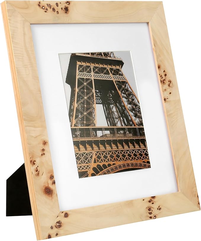 Concepts - 8x10 Matted to 5x7 Burl Wood Picture Frames - Natural Wood Finish Picture Frames for Family Photos - Elegant Wallhung Decor in Bulk