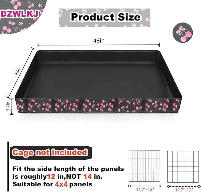 DZWLKJ Waterproof Guinea Pig Cage Liner,Washable Tarp Bottom Base,Cherry Graphic,48"x48", Reusable for Rabbit, Chinchilla, Hedgehog, Ferret & Other Small Animals.