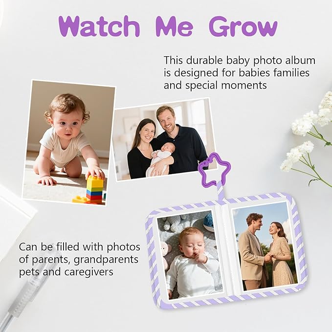 Baby Photo Album, My First Family Soft Photo Album For Baby, Raining Hearts Babies Cloth Photo Book Memory Keepsake Shower, First Year Babies Gift Pictures Holds for Newborn Toddler Kids 5.5x7inches