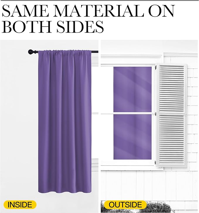 NICETOWN RV Blackout Curtains for Camper Windows, Lilac Purple, 34" x 30", Set of 2, Kitchen Curtains, Short Blackout Drapes, Thermal Insulated Rod Pocket Window Treatment Draperies for Nursery