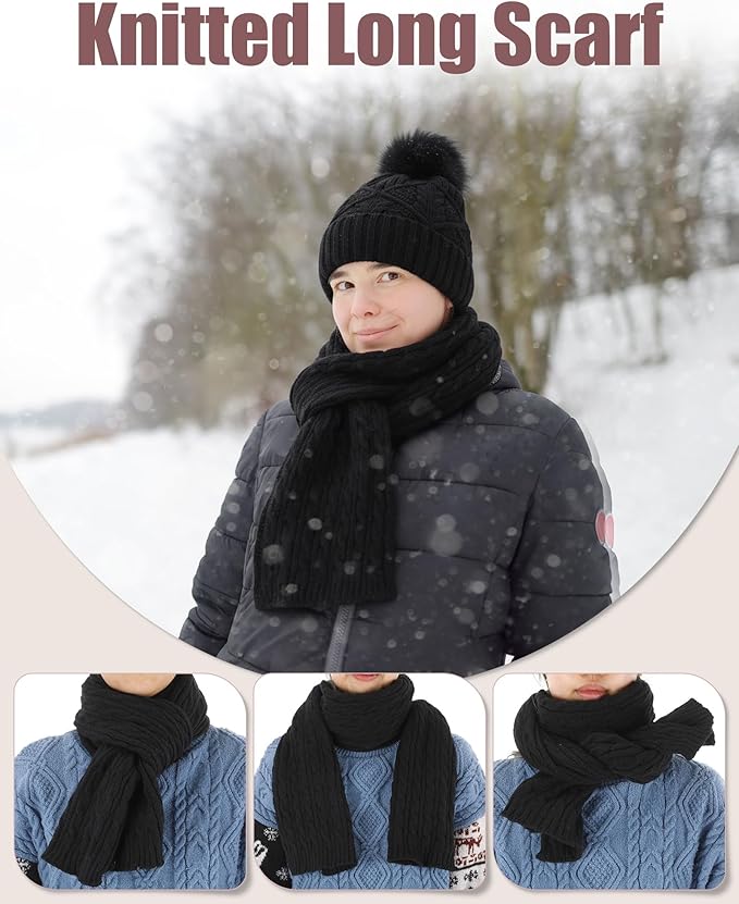 Geyoga 6 Pcs Winter Warm Set for Women Warm Beanies Hats Touchscreen Gloves Long Scarf Ear Muffs Socks Winter Gifts for Women
