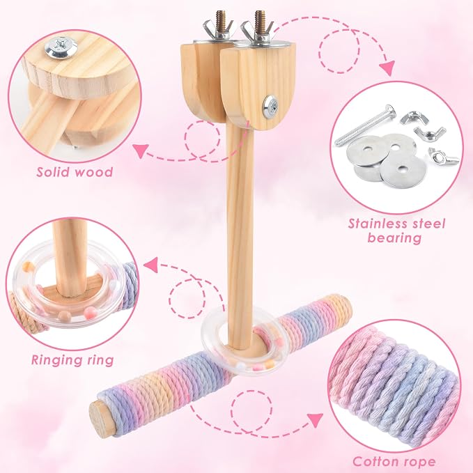 Bissap Shake Bird Perch Toy, Wooden Hanging Stand for Small Medium Parrot | Wood Shake Perch, Exercise & Training Swing, for Budgie Cockatiel Conure Quaker Lovebird Similar Small Medium Bird Cage Toy