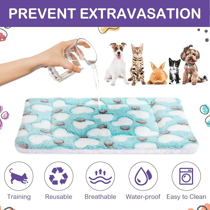 Haull 4 Pcs Waterproof Guinea Pig Bedding Soft Dog Cat Bed Crate Mat Small Animal Plush Cage Liners Rabbit Bunny Kennel Pad Reversible Cozy Pee Thickened Hamster Pad(Heart,13 x 18.5 Inch)