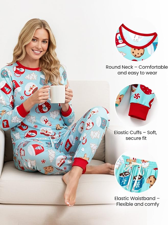 PATPAT Christmas Family Matching Pajama Sets Includes Christmas Socks - Perfect for Family Photos & Holiday Celebrations