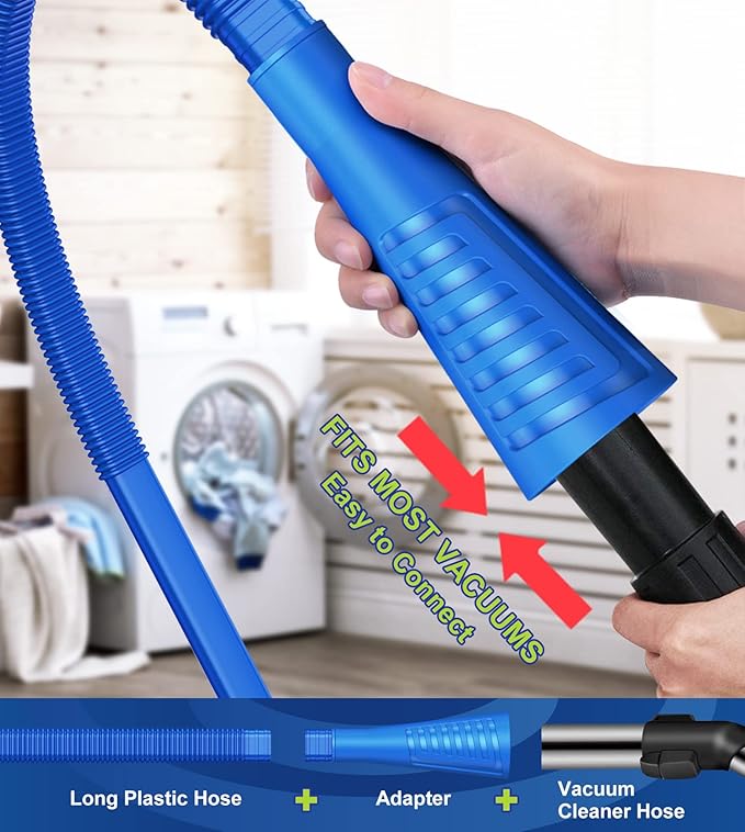 Sealegend 2 Pieces Dryer Vent Cleaner Kit, Dryer Lint Vacuum Attachment with Dryer Lint Remover Brush for Power Washer and Dryer Vent Vacuum Hose (Deep Blue)