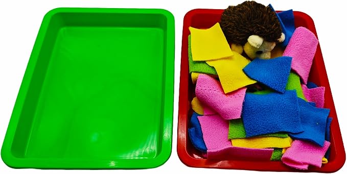 2 Pack Hedgehog Dig Box with Fleece Strips for Hedgepig Sugar Glider Dig Box Hedgehog Enrichment Foraging Cage Clutter Activity Toys