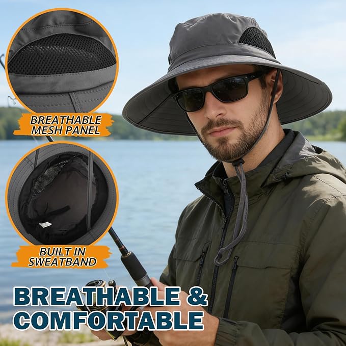 EINSKEY Wide Brim Sun Hat, UPF 50+ UV Protection Waterproof Packable Bucket Hat for Men & Women, Fishing Hiking Beach Garden