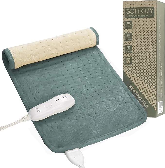 GOTCOZY Heating Pad for Back Pain Relief & Cramps,Electric Heating Pads for Neck and Shoulders with 2H-Auto Shut Off and 5 Heat Settings,Gifts for Mom Men 12''X24''(Green)