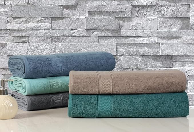 HILLFAIR 600 GSM- 40 x 80 Inches- 100% Cotton 2 Pc XXL Oversized Bath Towel Set- Soft Highly Absorbent Jumbo Bath Sheets Towels Sets- Quick Dry Oversized Bath Towel Sets for Hotel Spa Pool- Stone