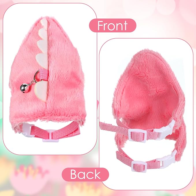 Ferret Harness and Leash Set Small Animals Vest Harness with Safe Bell Dinosaur Shaped Leash Set for Baby Rabbit Guinea Pig Teacup Chihuahua Mouse and Other Small Pet (Pink)