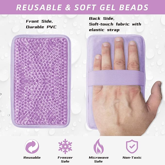 Gel Ice Pack Ice Bag with Strap-Reusable Hot & Cold Pack Compress Therapy for Pain, Swelling,Injuries of Knee, Shoulder, Foot, Back, Ankle, Neck, Hip, Elbow, Wisdom Tooth(2Pack,Purple)