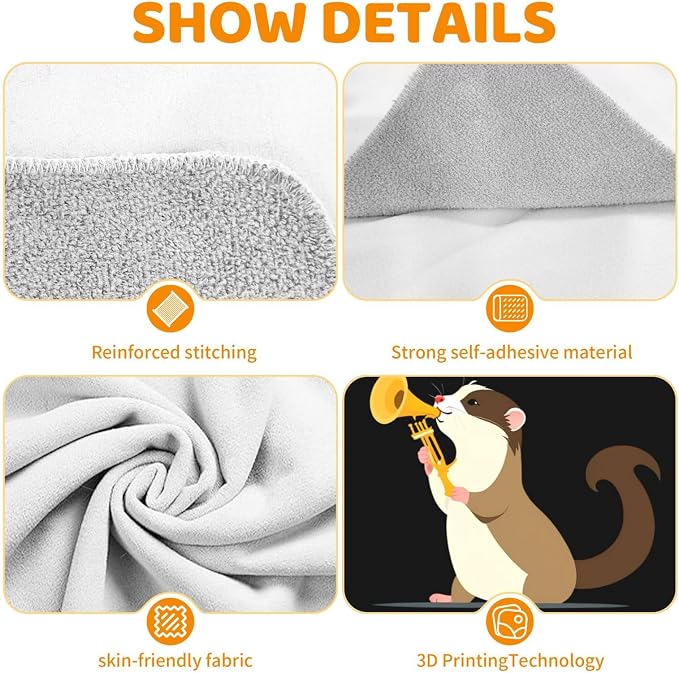 Ferret Blowing A Trumpet Self-Adhesive Immobilizer,Soft Happy, Tress-Free Wrap for Cutting Nails, Machine-Washable
