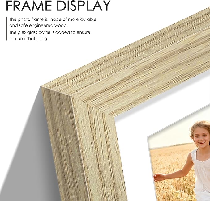 11x14 Collage Picture Frame 4x6 Collage Picture Frame Displays Five 4x6 inch Photos or 11x14 (Without Mat) Wall Decor Wall Hanging or Tabletop Wood Color