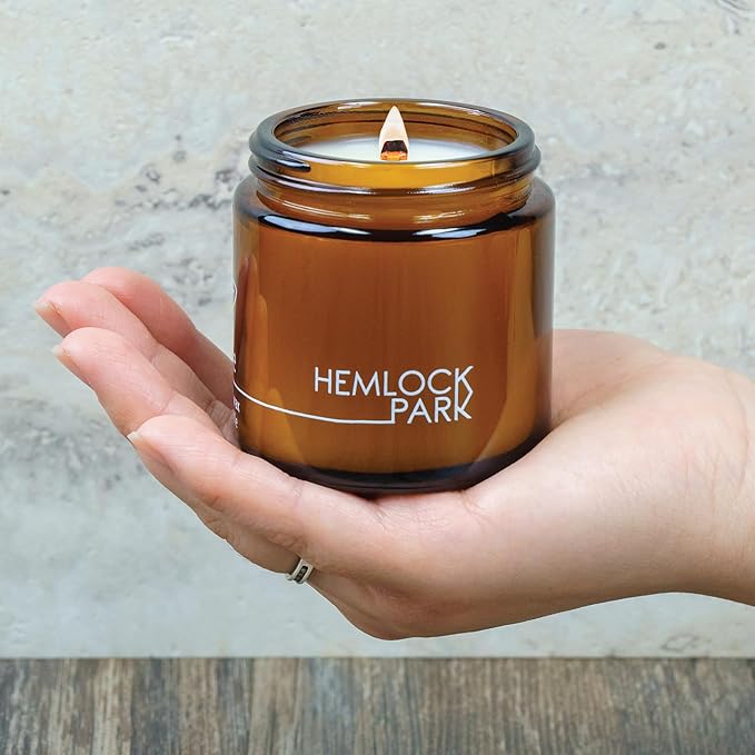 Hemlock Park Crackling Wood Wick Candle Handcrafted with Natural Coconut Wax (Small 4 oz, Pomelo Citrus)