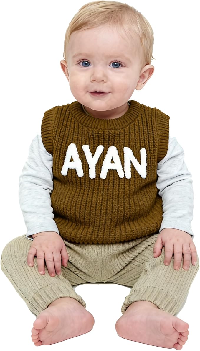 Personalized Knit Baby Boy Girl Sweater with Name Custom Pullover Sweatshirt Custom Baby Gifts