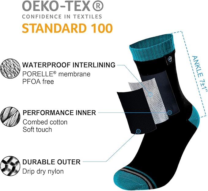 DexShell Waterproof Everyday Socks - Breathable Membrane, Quarter Crew Length for Walking, Commuting & All-Weather Comfort