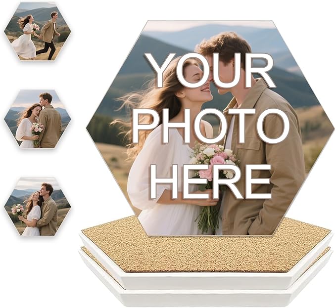 Custom Coasters, Personalized Ceramics Coaster for Crafts, Customized Absorbent Drink Coasters with Your Photo/Logo/Text, Cork Base for Home, Bars, Hallowmas