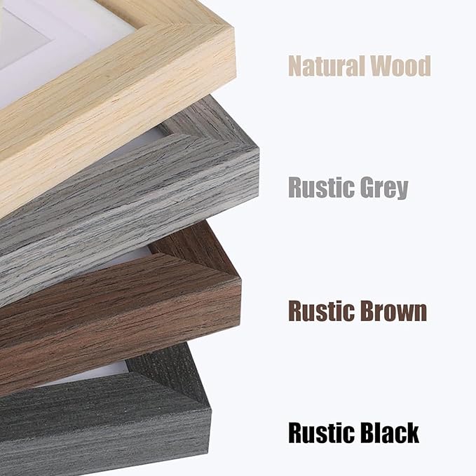 Egofine 5x7 Picture Frame Set of 4, Made of Solid Wood Multicolor Photo Frames Covered by Plexiglass 3.5x5 and 4x6 with Mat or 5x7 without Mat, for Table Top Display and Wall Mounting Mixed Colors