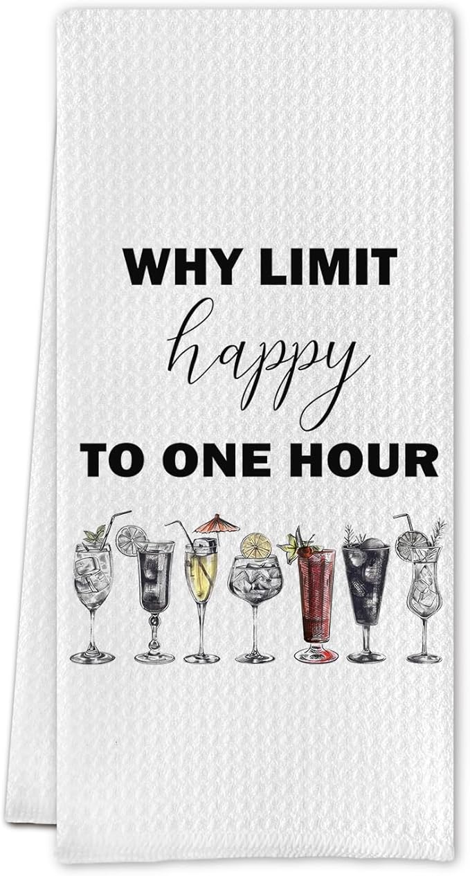 Cocktail Gifts Kitchen Towels, Gifts for Cocktail Lovers Dish Tea Towels for Kitchen Decor, Happy Hour Trendy Cocktails Decorative Hand Towel for Bar Cart, 16x24 Inch