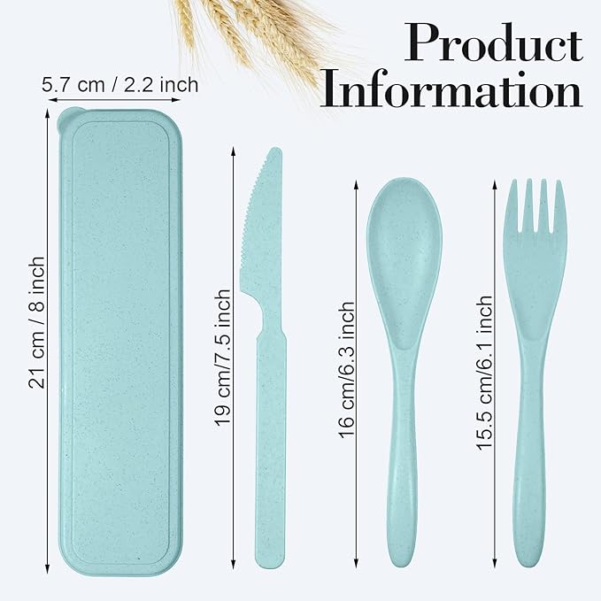 Yahenda 55 Sets Reusable Travel Utensils Set with Case Wheat Straw Cutlery Portable Spoon Knife Fork Tableware Lunch Box Bulk for Adults Travel Picnic Camping Utensils Gifts (Colorful Colors)