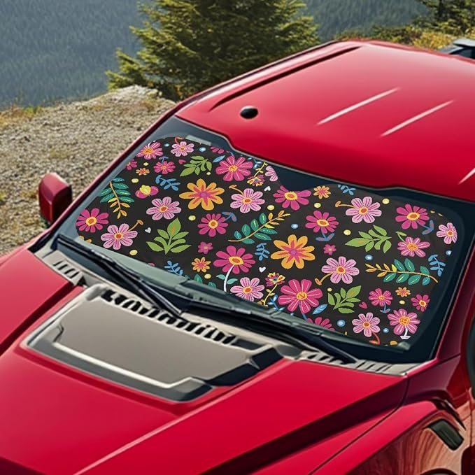 Cute Flower Car Sun Shade Blocks UV Rays Automotive Interior Cover Sun Visor Protector Keep Your Vehicle Cool,Car Accessories