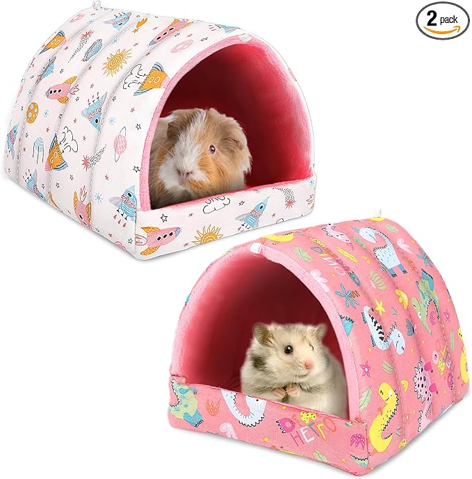 UPINS 2 Pack Guinea Pig Bed, Guinea Pig Hideout | Washable Small Animal House Cage Accessories,for Dwarf Rabbits Chinchillas Hamsters Hedgehogs Ferrets