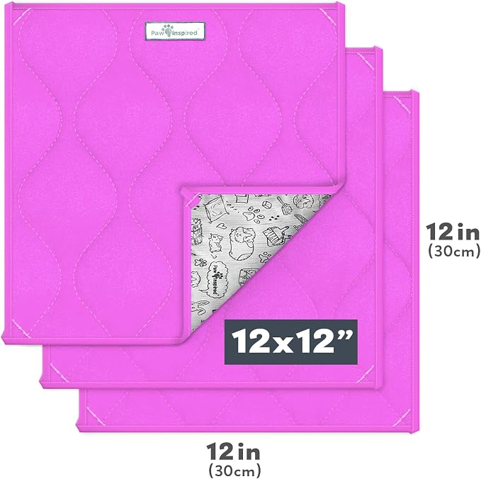 Paw Inspired Washable Fleece Guinea Pig Cage Liner Pads,12x12 Inch, Pink | Corner Mat, Pee Pad, Super Absorbent Bedding, Waterproof Bottom, Guinea Pigs, Ferrets, Rabbits, Hamsters, Small Animals