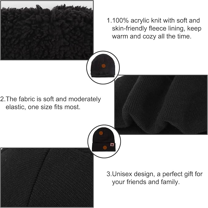 mysuntown Winter Beanie Hat Scarf and Touch Screen Gloves 3-Piece Set, 2025 Cold Weather Knit Fleece Lined Warm Unisex Sets