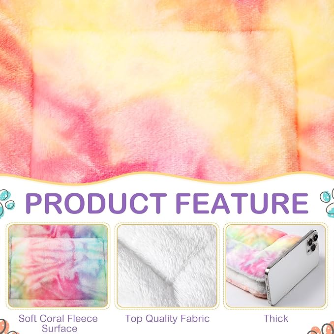 Haull 4 Pcs Waterproof Guinea Pig Bedding Soft Dog Cat Bed Crate Mat Small Animal Plush Cage Liners Rabbit Bunny Kennel Pad Reversible Cozy Pee Thickened Hamster Pad(Tie Dyed,13 x 10 Inch)