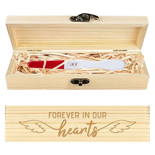 CHGCRAFT Miscarriage Memory Box Lost Baby Sympathy Gift Keepsake Box Angel Wings Wooden Loss of Baby Sympathy Gifts Box with Raffia Ribbon and Lock Announcement Gifts for Mom Dad, 8x2x1.2 inch