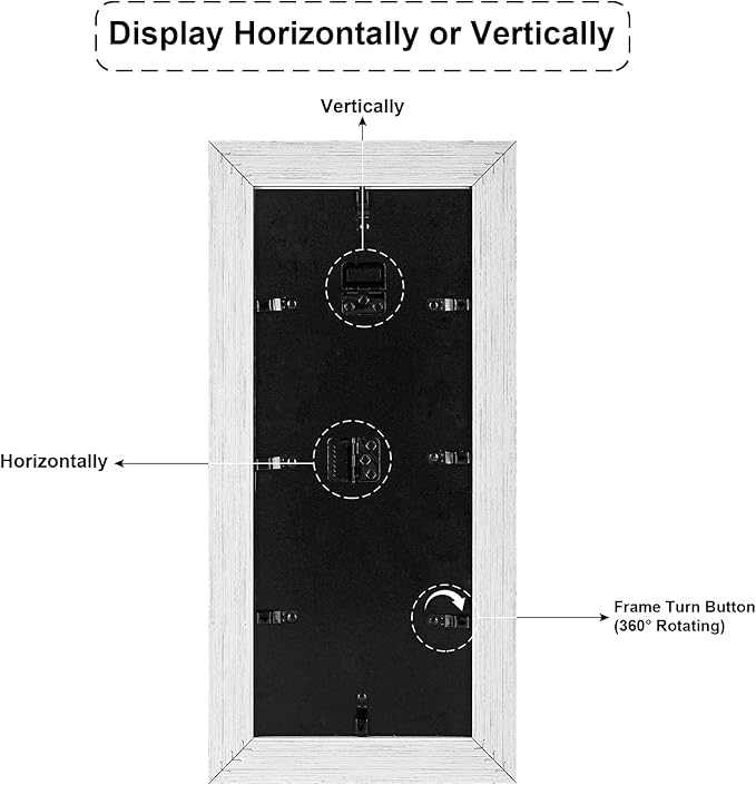 6x15 Picture Frame Display 2 opening 5X7 Double Picture Frame Collage,Multi Photo Frame with Mat,Plexiglass,Horizontal and Vertical Formats for Wall Decor,Distressed White Wood Grain