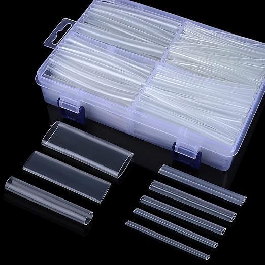 XHF UL Listed 205 PCS Length 3.5" Clear 3:1 Waterproof Automotive Electrical Heat Shrink Tubing Assortment Kit Large Size Marine Grade Adhesive Lined Tube, Insulation Sealing