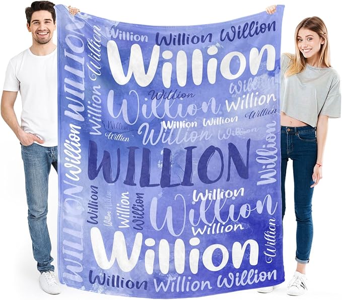 Personalized Custom Baby Blanket with Name for Girls Boys Kids Customized Flannel Blanket for Bed Nursery Room Baby Stroller