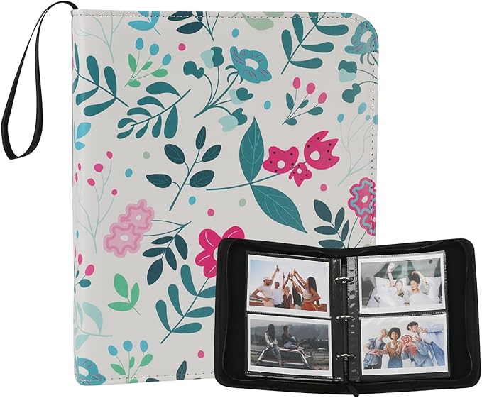 Photo Album 4x6 Pictures,120 Pockets Binder Premium Vegan Leather Cover for Family Wedding Anniversary Baby Kids Vacation. (Modern Floral)
