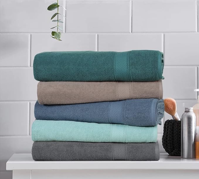 HILLFAIR 600 GSM- 40 x 80 Inches- 100% Cotton 2 Pc XXL Oversized Bath Towel Set- Soft Highly Absorbent Jumbo Bath Sheets Towels Sets- Quick Dry Oversized Bath Towel Sets for Hotel Spa Pool- Aqua
