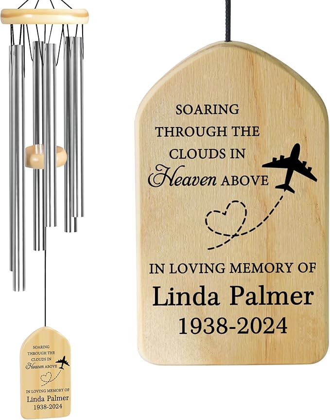 Airplane Sympathy Wind Chime | Personalized Memorial Wind Chimes | Wind Chimes for Loss of Loved One | Airplane Memorial Gift | Airplane Pilot Sympathy Gift | Airplane Remembrance Gift