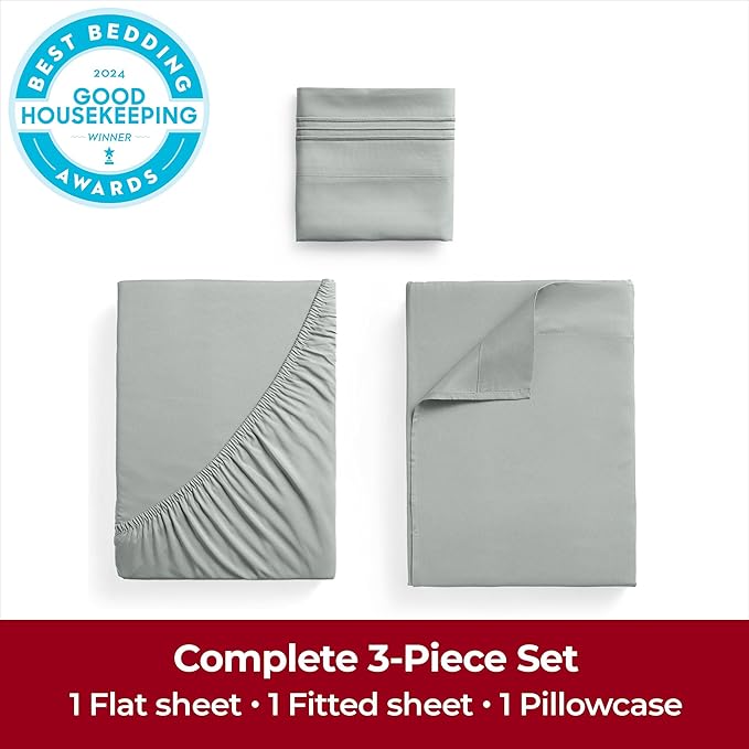 Mellanni Extra Deep Twin XL Sheets - 3 PC Iconic Collection Bedding - Hotel Luxury, Ultra Soft, Cooling Bed Sheets - Wrinkle, Fade, Stain Resistant (Twin Extra Long, Spa Mint)