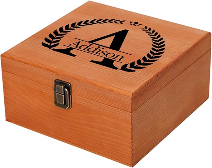 Personalized Keepsake Memory Box Custom Name Wooden Decorative Storage Box with Lids, Christmas Gift Box for Women Men Customized Gifts for Birthday Anniversary Wedding Graduation