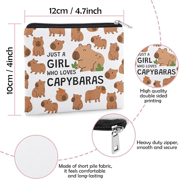 Capybara Lover Gift Coin Purse for Women Capybara Gift Stuff for Friend Bestie Sister Daughter Teens Animal Lover Gifts Christmas Birthday Valentines Present for Capybaras Lovers Zipper Change Pouch
