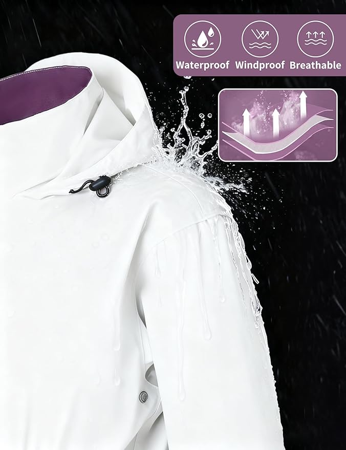 Rain Suit for Women Waterproof Hooded Rain Gear Rain Jacket and Pants 2 Piece Breathable Rain Coat Outdoor