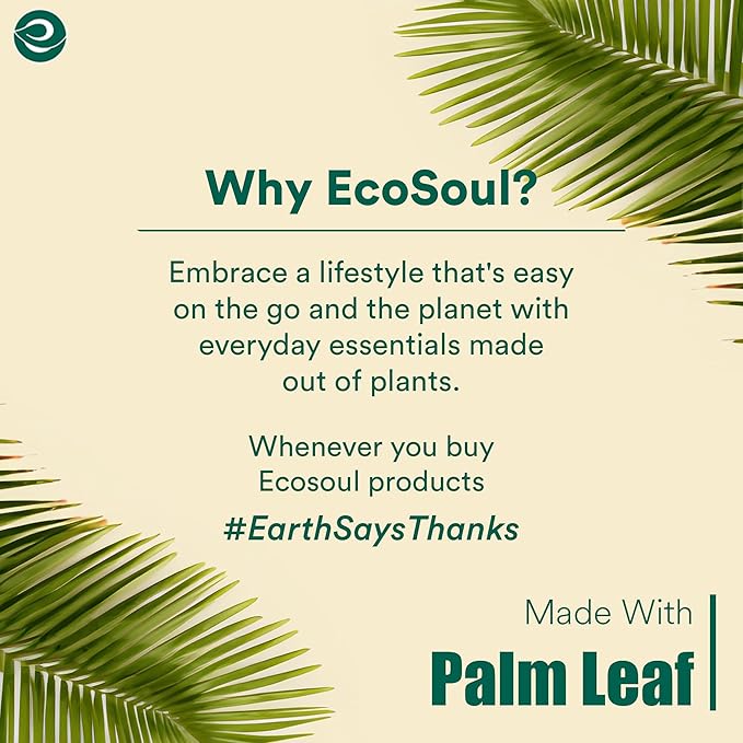 ECO SOUL Compostable 8 Inch Palm Leaf Square Plates (50 Count) Like Bamboo Plates | Biodegradable | Eco-Friendly, Microwave & Oven Safe
