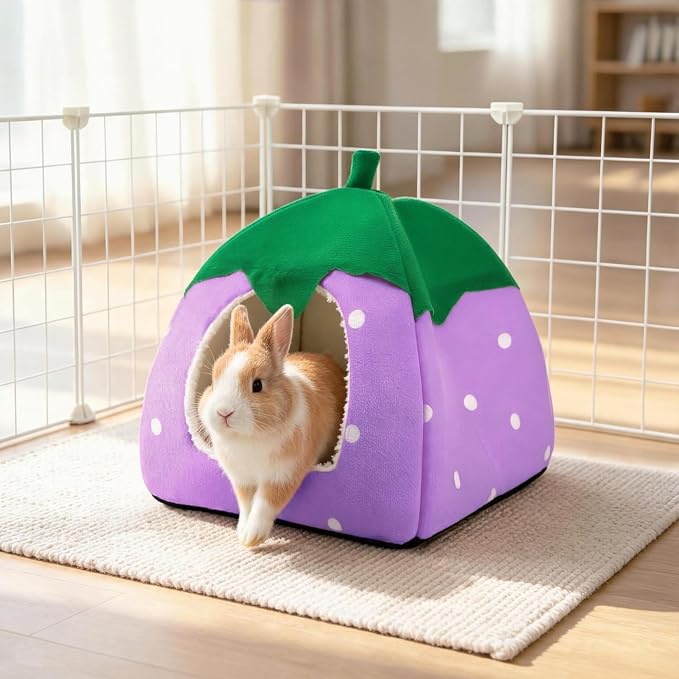 Guinea Pig Hideout Bed, Dwarf Rabbit House Cave | Cozy Hide-Out for Little Bunny Hedgehog Ferret Chinchilla & Other Small Animals, Cage Accessories