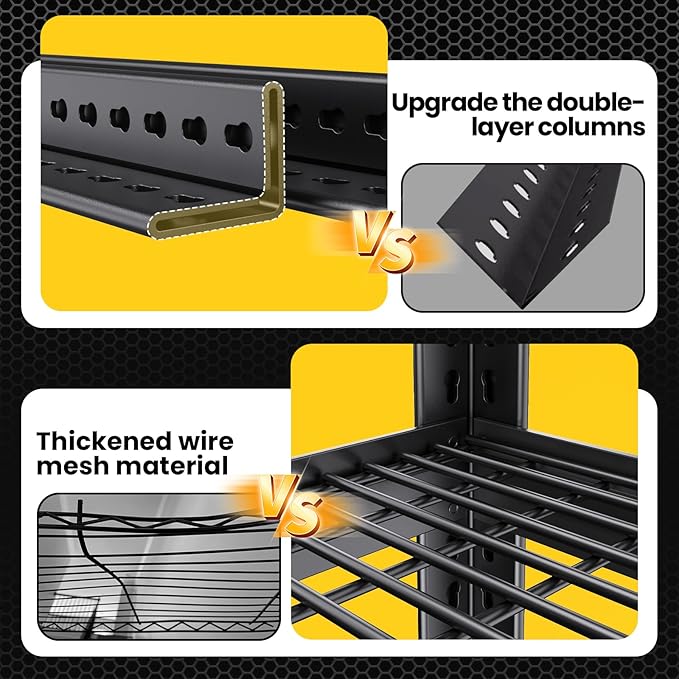 5-Tier Garage Shelving Heavy Duty, 3000LBS Garage Shelves, Adjustable Metal Shelving Unit, Garage Storage Shelves, Utility Storage Rack Shelf, Shelves for Garage Storage, 72" H×46.1" W×20" D