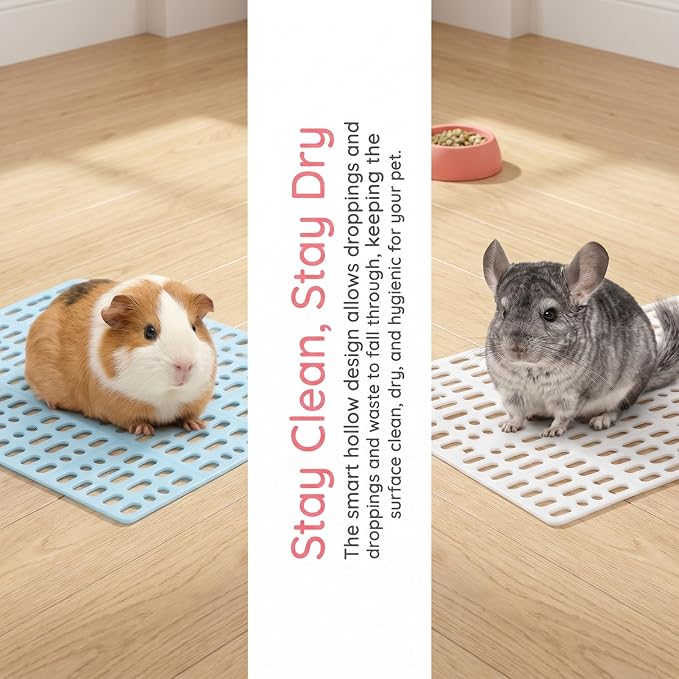 Lyellfe 12 Pack Plastic Rabbit Cage Mat with Snap Joint | Durable Rabbit Floor Mat, Foot Resting Pads for Pet Cats Dogs Bunny, Assorted Colors