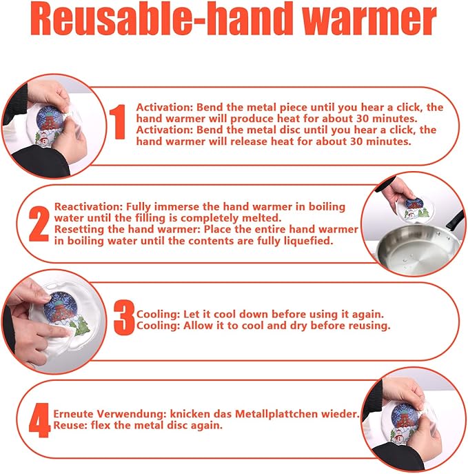 Reusable Hand Warmers, Pocket Heat Packs - Fast Heating & Long-Lasting Cycle Heat Packs for Outdoor Camping, Hiking & Golf - Compact Pocket-Sized Warmers