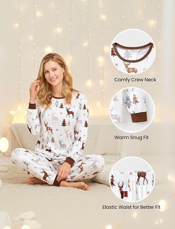 PATPAT Christmas Family Matching Pajama Sets Includes Christmas Socks - Perfect for Family Photos & Holiday Celebrations