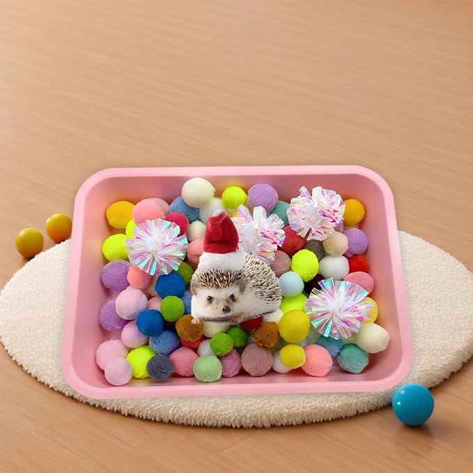 Hedgehog Dig Box Tray Set, Hedgehog Enrichment Toy for Cage Accessories, Fun Foraging & Digging Hedgehogs Toy for Hamster Guinea Pig Ferret (Pink)