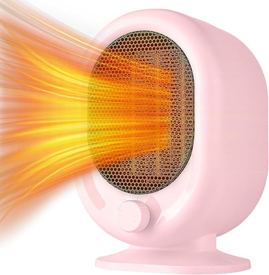 Mini Space Heater,1500W Small Desk Heater,2 Gears Adjustable,PTC Ceramic Heating,Tip-over & Overheat Protection,Fast Heating and Super Quiet Pink