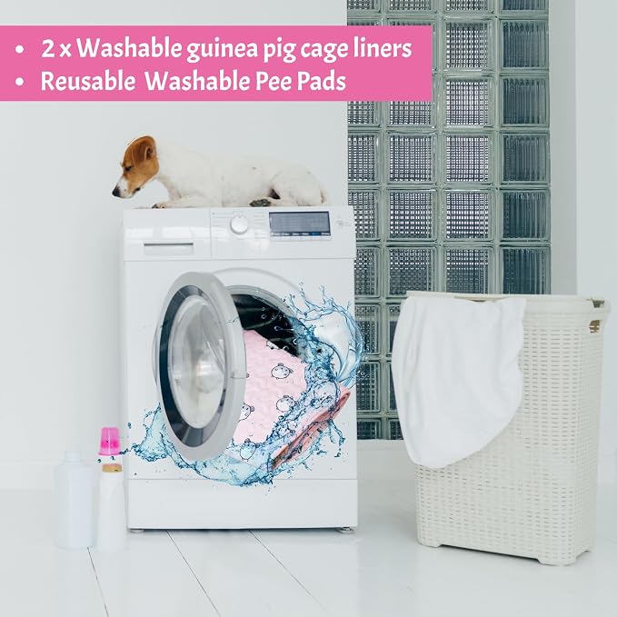 Huhumy 2 Pcs 47 x 24 Inch Guinea Pig Washable Cage Liners Reusable Mat Non Slip Absorbent Guinea Pig Pads for Small Animals Bedding Hamster Rabbit Rat(Vivid Style)